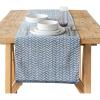 imageoverampampback 18x90 Washed 100 Linen Table Runner  Washable Table Runners for a Custom Home Decor Tablescape  Perfect for Coffee Table Dinner Table Living Room and More  PinkBlue Herringbone