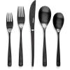 imageoverampampback 20pc Modern Flatware Cutlery Set  Comes with 4 Dinner Forks 4 Salad Forks 4 Dinner Knives 4 Dinner Spoons and 4 Teaspoons  188 Stainless Steel  DishwasherSafe  Mirror StainlessMatte Black