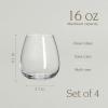 imageoverampampback 13oz Traditional Glassware  Set of 4 Classic Stem Drinking Glasses for Parties Gettogethers and More  MouthBlown  Wine Cups for Kitchen and Dining Room  ClearWhite Wine 16oz
