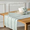 imageoverampampback 18x90 Printed Cotton Table Runner  Washable Table Runners for a Custom Home Decor Tablescape  Perfect for Coffee Table Dinner Table Living Room and More  Pink BloomGreen Woven Stripe
