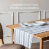 imageoverampampback 18x90 Washed 100 Linen Table Runner  Washable Table Runners for a Custom Home Decor Tablescape  Perfect for Coffee Table Dinner Table Living Room and More  PinkBlue Woven Stripe