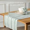 imageoverampampback 18x90 Washed 100 Linen Table Runner  Washable Table Runners for a Custom Home Decor Tablescape  Perfect for Coffee Table Dinner Table Living Room and More  PinkGreen Woven Stripe