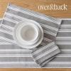 imageoverampampback 18x90 Washed 100 Linen Table Runner  Washable Table Runners for a Custom Home Decor Tablescape  Perfect for Coffee Table Dinner Table Living Room and More  PinkGrey Woven Stripe