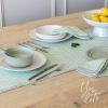 imageoverampampback 18x90 Washed 100 Linen Table Runner  Washable Table Runners for a Custom Home Decor Tablescape  Perfect for Coffee Table Dinner Table Living Room and More  PinkGreen Leaf