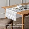 imageoverampampback 18x90 Washed 100 Linen Table Runner  Washable Table Runners for a Custom Home Decor Tablescape  Perfect for Coffee Table Dinner Table Living Room and More  PinkGrey Reversible Stripe