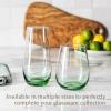 imageoverampampback 19oz Tall Stemless Glassware  Set of 4 Drinking Glasses for Parties Gettogethers and More  MouthBlown  Wine Cups for Kitchen and Dining Room  Green