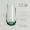 imageoverampampback 19oz Tall Stemless Glassware  Set of 4 Drinking Glasses for Parties Gettogethers and More  MouthBlown  Wine Cups for Kitchen and Dining Room  Green