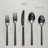 imageoverampampback 20pc Curved Flatware Cutlery Set  Comes with 4 Dinner Forks 4 Salad Forks 4 Dinner Knives 4 Dinner Spoons and 4 Teaspoons  188 Stainless Steel  DishwasherSafe  Matte BlackMatte Black