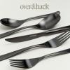 imageoverampampback 20pc Curved Flatware Cutlery Set  Comes with 4 Dinner Forks 4 Salad Forks 4 Dinner Knives 4 Dinner Spoons and 4 Teaspoons  188 Stainless Steel  DishwasherSafe  Matte BlackMatte Black