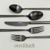 imageoverampampback 20pc Modern Flatware Cutlery Set  Comes with 4 Dinner Forks 4 Salad Forks 4 Dinner Knives 4 Dinner Spoons and 4 Teaspoons  188 Stainless Steel  DishwasherSafe  Mirror StainlessMatte Black