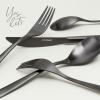 imageoverampampback 20pc Modern Flatware Cutlery Set  Comes with 4 Dinner Forks 4 Salad Forks 4 Dinner Knives 4 Dinner Spoons and 4 Teaspoons  188 Stainless Steel  DishwasherSafe  Mirror StainlessMatte Black