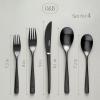 imageoverampampback 20pc Modern Flatware Cutlery Set  Comes with 4 Dinner Forks 4 Salad Forks 4 Dinner Knives 4 Dinner Spoons and 4 Teaspoons  188 Stainless Steel  DishwasherSafe  Mirror StainlessMatte Black