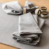 imageoverampampback HandBlocked Printed Cotton Cloth Napkins  Washable Napkins Set for Mixing Matching and Creating a Custom Home Decor Tablescape  Green LeafGrey Chambray