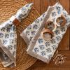 imageoverampampback HandBlocked Printed Cotton Cloth Napkins  Washable Napkins Set for Mixing Matching and Creating a Custom Home Decor Tablescape  Green LeafBlue Bloom