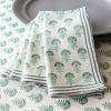imageoverampampback HandBlocked Printed Cotton Cloth Napkins  Washable Napkins Set for Mixing Matching and Creating a Custom Home Decor Tablescape  Green LeafGreen Flower