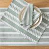imageoverampampback HandBlocked Printed Cotton Cloth Napkins  Washable Napkins Set for Mixing Matching and Creating a Custom Home Decor Tablescape  Green LeafGreen Woven Stripe