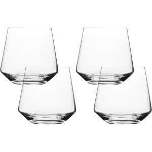 imageoverampampback 12oz Modern Glassware  Set of 4 Contemporary Stem Drinking Glasses for Parties Gettogethers and More  MouthBlown  Wine Cups for Kitchen and Dining Room  ClearRed Wine 17oz