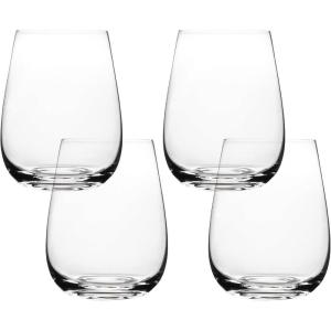 imageoverampampback 13oz Traditional Glassware  Set of 4 Classic Stem Drinking Glasses for Parties Gettogethers and More  MouthBlown  Wine Cups for Kitchen and Dining Room  ClearClear