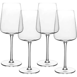 imageoverampampback 18oz Modern Glassware  Set of 4 Contemporary Stem Drinking Glasses for Parties Gettogethers and More  MouthBlown  Wine Cups for Kitchen and Dining Room  ClearWhite Wine 12oz