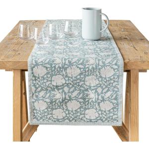 imageoverampampback 18x90 Printed Cotton Table Runner  Washable Table Runners for a Custom Home Decor Tablescape  Perfect for Coffee Table Dinner Table Living Room and More  Pink BloomBlue Floral