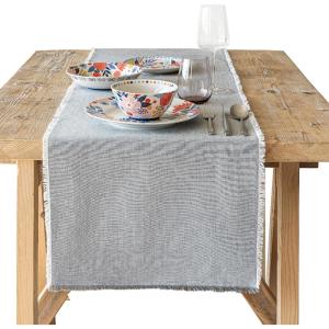 imageoverampampback 18x90 Printed Cotton Table Runner  Washable Table Runners for a Custom Home Decor Tablescape  Perfect for Coffee Table Dinner Table Living Room and More  Pink BloomGrey Frayed
