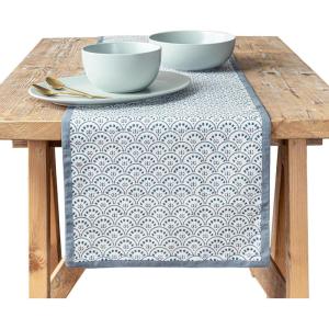 imageoverampampback 18x90 Washed 100 Linen Table Runner  Washable Table Runners for a Custom Home Decor Tablescape  Perfect for Coffee Table Dinner Table Living Room and More  PinkBlue Arch