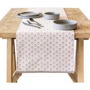 imageoverampampback 18x90 Washed 100 Linen Table Runner  Washable Table Runners for a Custom Home Decor Tablescape  Perfect for Coffee Table Dinner Table Living Room and More  PinkPink Bloom