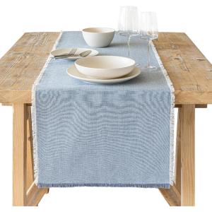 imageoverampampback 18x90 Washed 100 Linen Table Runner  Washable Table Runners for a Custom Home Decor Tablescape  Perfect for Coffee Table Dinner Table Living Room and More  PinkLight Steel Blue