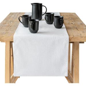 imageoverampampback 18x90 Washed 100 Linen Table Runner  Washable Table Runners for a Custom Home Decor Tablescape  Perfect for Coffee Table Dinner Table Living Room and More  PinkWhite