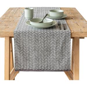 imageoverampampback 18x90 Washed 100 Linen Table Runner  Washable Table Runners for a Custom Home Decor Tablescape  Perfect for Coffee Table Dinner Table Living Room and More  PinkGrey Herringbone