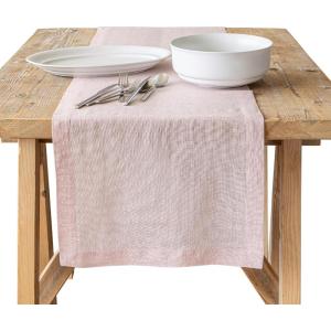 imageoverampampback 18x90 Washed 100 Linen Table Runner  Washable Table Runners for a Custom Home Decor Tablescape  Perfect for Coffee Table Dinner Table Living Room and More  PinkPink