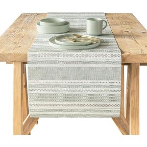 imageoverampampback 18x90 Washed 100 Linen Table Runner  Washable Table Runners for a Custom Home Decor Tablescape  Perfect for Coffee Table Dinner Table Living Room and More  PinkGreen Reversible Stripe