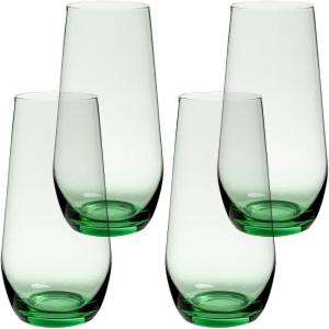 imageoverampampback 19oz Tall Stemless Glassware  Set of 4 Drinking Glasses for Parties Gettogethers and More  MouthBlown  Wine Cups for Kitchen and Dining Room  Green