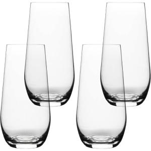 imageoverampampback 19oz Traditional Glassware  Set of 4 Classic Stemless Drinking Glasses for Parties Gettogethers and More  MouthBlown  Wine Cups for Kitchen and Dining Room  ClearWater 19oz