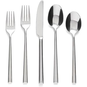 imageoverampampback 20pc Modern Flatware Cutlery Set  Comes with 4 Dinner Forks 4 Salad Forks 4 Dinner Knives 4 Dinner Spoons and 4 Teaspoons  188 Stainless Steel  DishwasherSafe  Mirror StainlessMirrored Stainless Steel