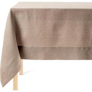 imageoverampampback HandScreened Tablecloth  Dining Table Cover  Each Tablecloth is Unique  100 Cotton  Machine Washable  Kitchen and Home Decor  Blue Flower  70x90Taupe