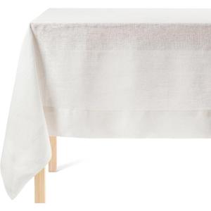 imageoverampampback HandScreened Tablecloth  Dining Table Cover  Each Tablecloth is Unique  100 Cotton  Machine Washable  Kitchen and Home Decor  Blue Flower  70x90Ivory