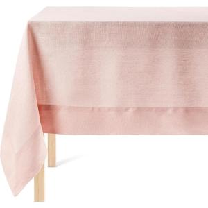 imageoverampampback HandScreened Tablecloth  Dining Table Cover  Each Tablecloth is Unique  100 Cotton  Machine Washable  Kitchen and Home Decor  Blue Flower  70x90Pink