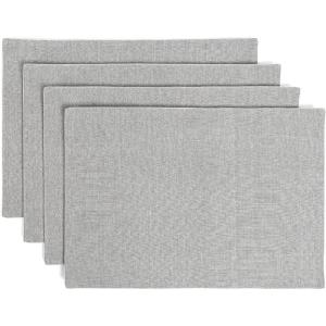 imageoverampampback Set of 4 HandBlocked Placemats  Colorful Dining Table Mat  Each Placemat is Unique  100 Cotton  Machine Washable  Kitchen and Home Decor  Pink BlossomGrey Chambray