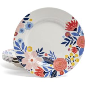 imageoverampampback Stoneware Dinner Plate Set  In Partnership with Jess Phoenix  4 Stoneware Plates Perfect for Dining Entertaining and GetTogethers  For All Occasions  InGlaze Floral DecalDinner Plates