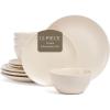 imageoverampampback Coupe Dinnerware Set  Stoneware Dishes  Comes with 4 Dinner Plates 4 Cereal Bowls and 4 Dinner Bowls  12Piece AllOccasion Place Settings  SemiMatte Ivory