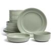 imageoverampampback Rim Dinnerware Set  Stoneware Dishes  Comes with 4 Dinner Plates 4 Cereal Bowls and 4 Dinner Bowls  12Piece AllOccasion Place Settings  Serves Four  SemiMatte SageSage