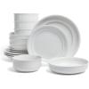imageoverampampback Rim Dinnerware Set  Stoneware Dishes  Comes with 4 Dinner Plates 4 Cereal Bowls and 4 Dinner Bowls  12Piece AllOccasion Place Settings  Serves Four  SemiMatte SageWhite