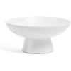 imageoverampampback Stoneware Large Footed Food Bowl  Kitchen and Dining Room Stand Perfect for Fruit Bread Candy and More  11quot D x 49quot H  23 Quarts  SemiMatte WhiteWhite