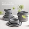 imageoverampampback 16Piece Stackable Dinnerware Dish Set  Stoneware Dishes  Includes 4 Dinner Plates 4 Salad Plates 4 Cereal Bowls and 4 Dinner Bowls  AllOccasion Place Settings  SemiMatte CharcoalCharcoal