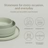 imageoverampampback 16Piece Stackable Dinnerware Dish Set  Stoneware Dishes  Includes 4 Dinner Plates 4 Salad Plates 4 Cereal Bowls and 4 Dinner Bowls  AllOccasion Place Settings  SemiMatte CharcoalSage