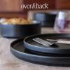 imageoverampampback 16Piece Stackable Dinnerware Dish Set  Stoneware Dishes  Includes 4 Dinner Plates 4 Salad Plates 4 Cereal Bowls and 4 Dinner Bowls  AllOccasion Place Settings  SemiMatte CharcoalBlack