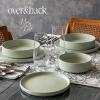 imageoverampampback 16Piece Stackable Dinnerware Dish Set  Stoneware Dishes  Includes 4 Dinner Plates 4 Salad Plates 4 Cereal Bowls and 4 Dinner Bowls  AllOccasion Place Settings  SemiMatte CharcoalSage