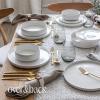 imageoverampampback 16Piece Stackable Dinnerware Dish Set  Stoneware Dishes  Includes 4 Dinner Plates 4 Salad Plates 4 Cereal Bowls and 4 Dinner Bowls  AllOccasion Place Settings  SemiMatte CharcoalGlossy White