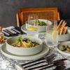 imageoverampampback 16Piece Stackable Dinnerware Dish Set  Stoneware Dishes  Includes 4 Dinner Plates 4 Salad Plates 4 Cereal Bowls and 4 Dinner Bowls  AllOccasion Place Settings  SemiMatte CharcoalSage
